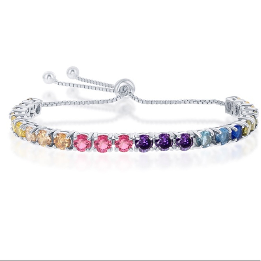 Adjustable Pullback Multi Color Rainbow Bracelet - image 1